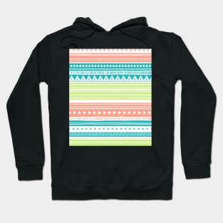 Turquoise Coral Lime Tribal Pattern Hoodie